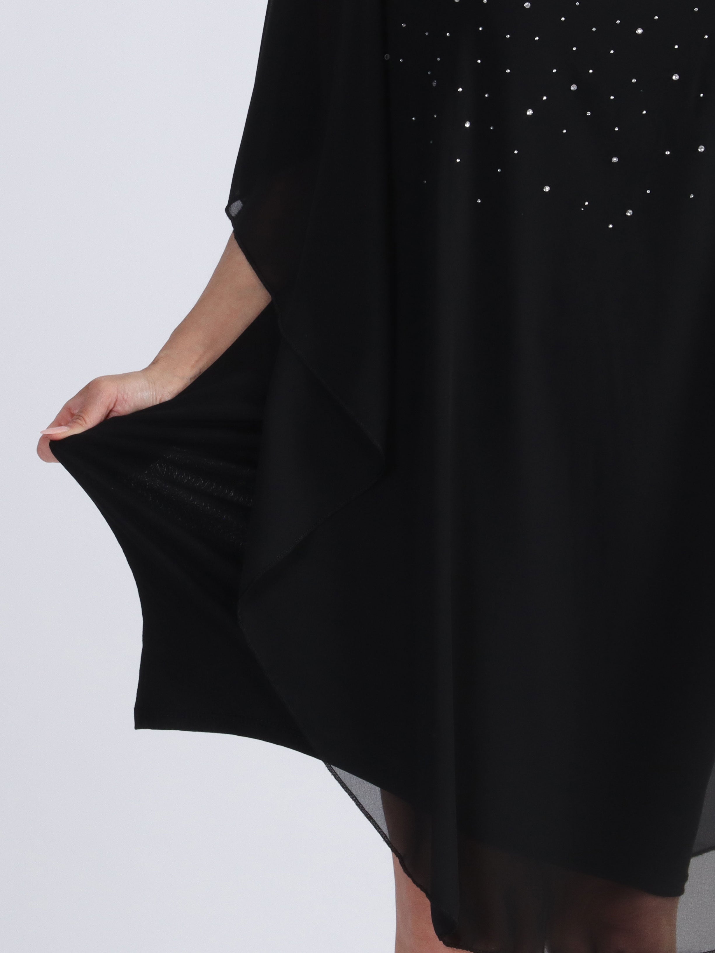 Kenya Crystal - Plus size tunikakjole med chiffonlag og similisten